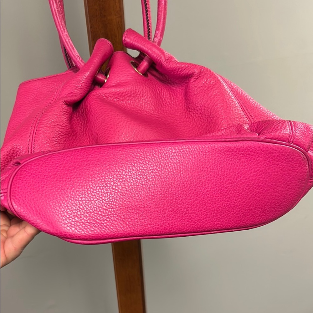 Michael Kors Hot Pink Leather Drawstring Shoulder Tote - Picture 3 of 7